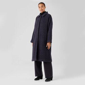 Eileen Fisher Alpaca Coat Boucle Classic Collared Winter Womens Coat Size Large